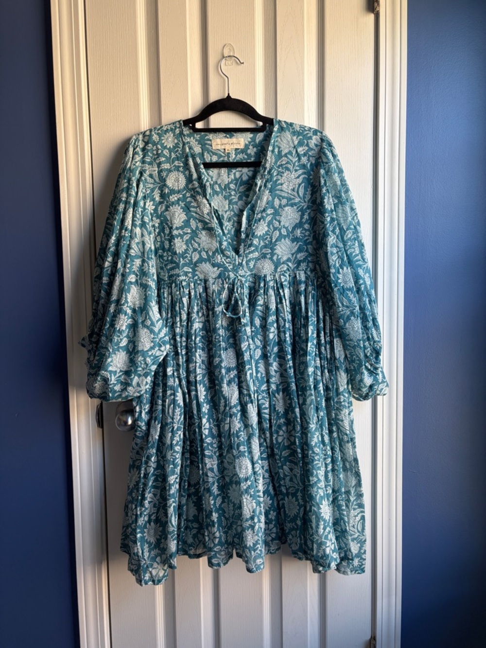 Daughters of India Kyra Mini Dress in Ocean Blue Size XL